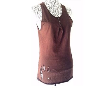 Dolce & Gabbana Brown Distressed Knit Tank Top 46